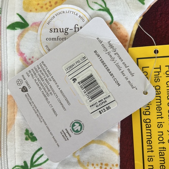 BNWT Burt’s Bees Baby ‘Sweet and Sour’ Footie Pyjamas Size 12 M RRP $13.95 🍋🍑 - Picture 4 of 5